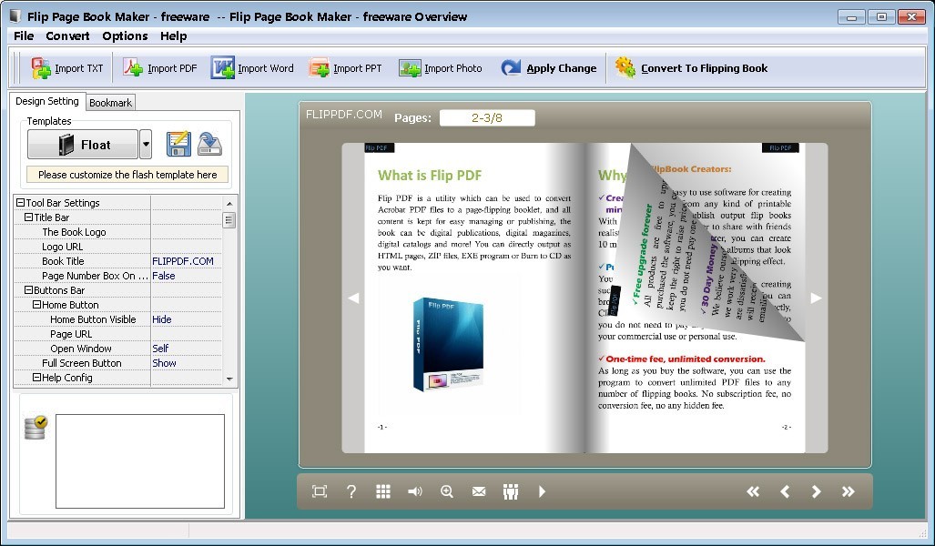 where to change the preview in flippingbook publisher